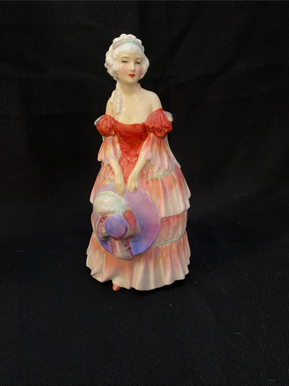 Royal Doulton Porcelain Lady Figurine in Red and Pink Gown
